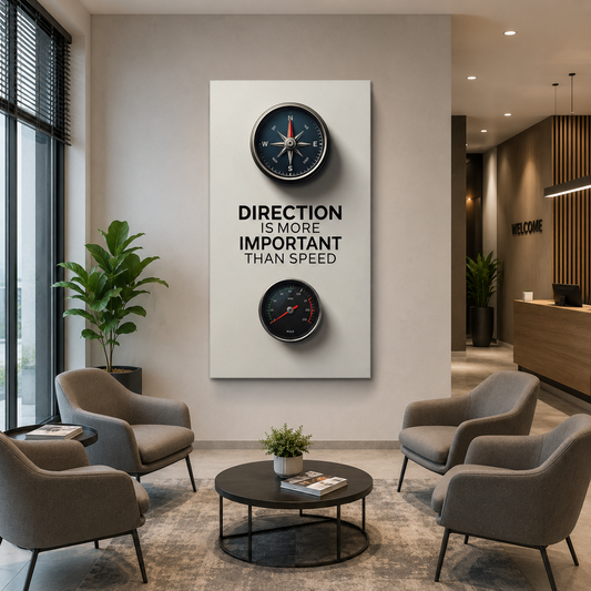 Direction Over Speed Modern Motivational Compass Wall Art