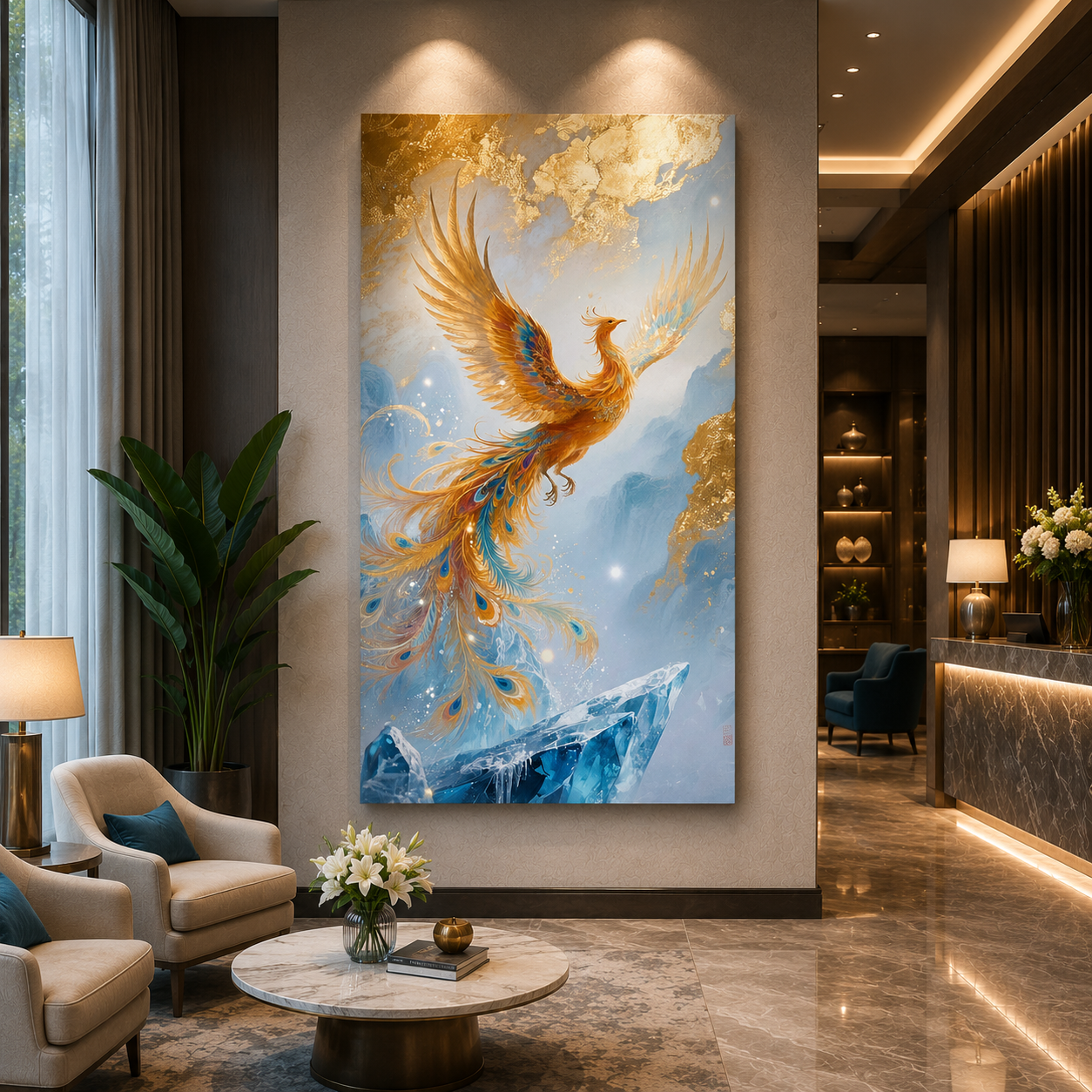 Phoenix Wall Art Inspirational Bird Painting for Modern Home Decor