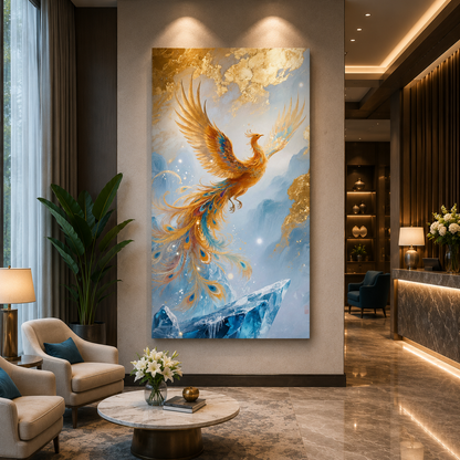 Phoenix Wall Art Inspirational Bird Painting for Modern Home Decor