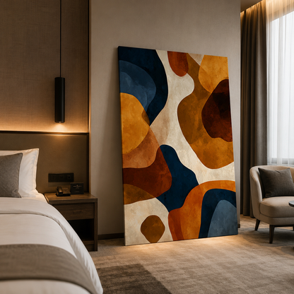 Terra Flow Abstract Wall Art – Modern Earth Tone Geometric Canvas