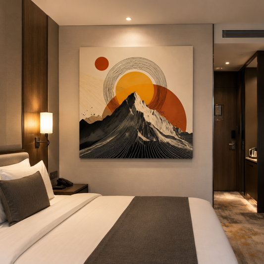 Solar Peak Abstract Mountain Wall Art – Modern Geometric Canvas