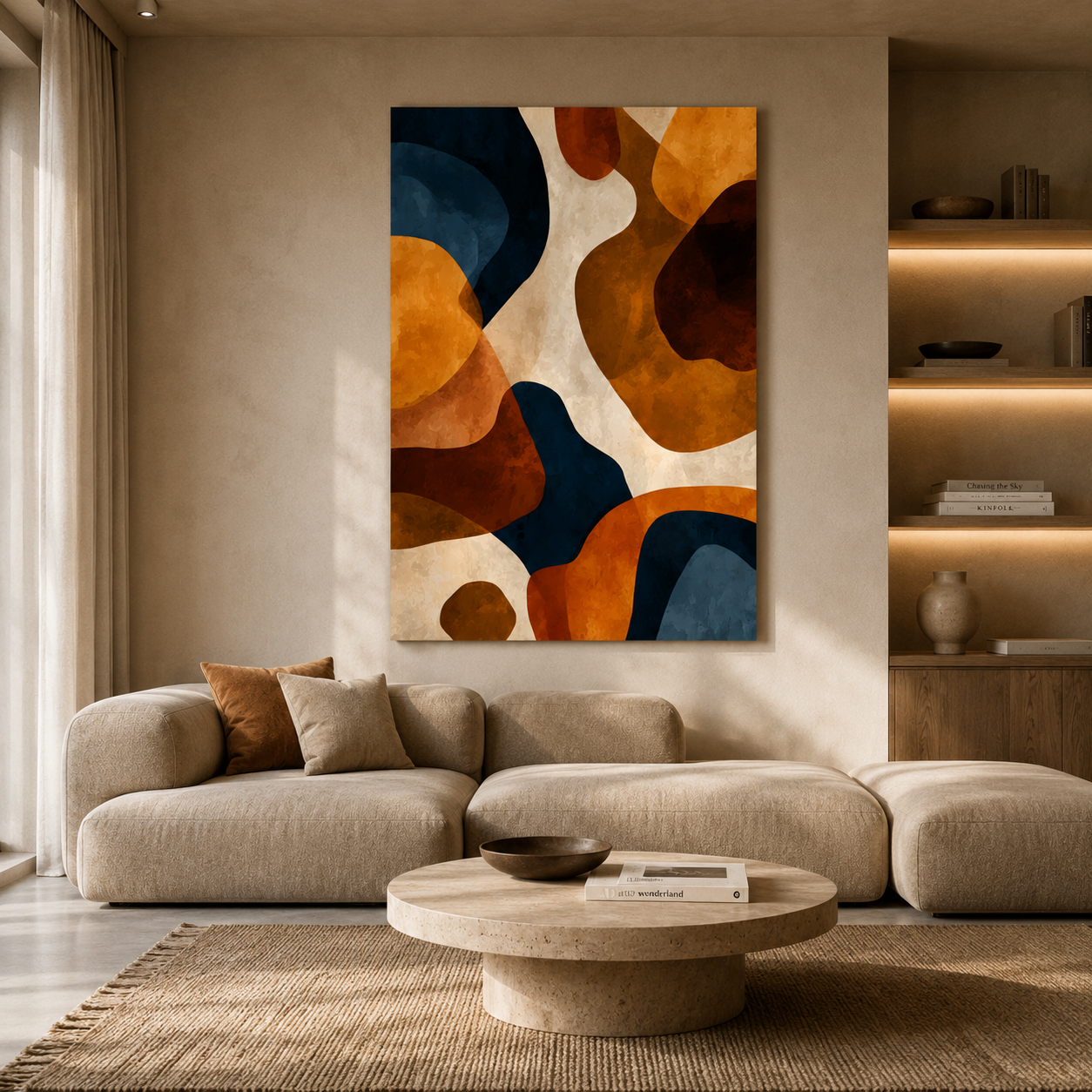 Terra Flow Abstract Wall Art – Modern Earth Tone Geometric Canvas