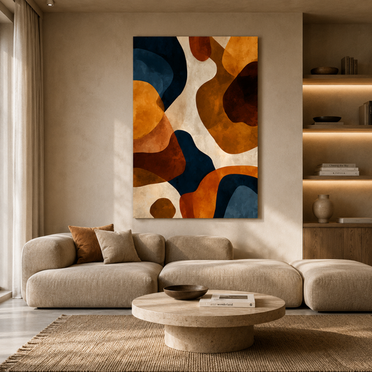 Terra Flow Abstract Wall Art – Modern Earth Tone Geometric Canvas
