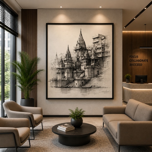 Banaras Ghats Elegant Wall Canvas Art for Luxury Home Decor