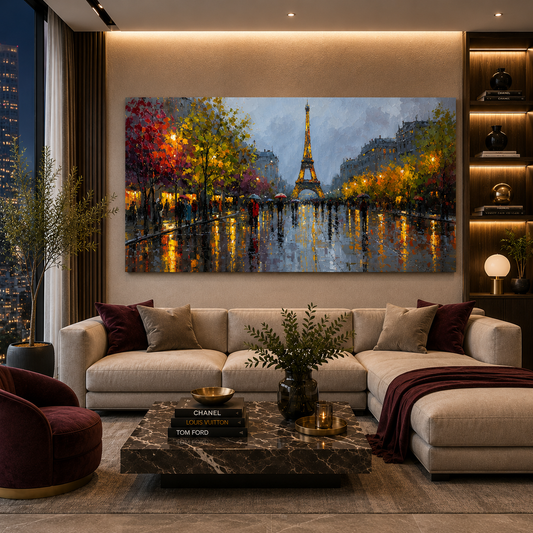 Paris Eiffel Tower Nightscape Canvas Wall Art Painting