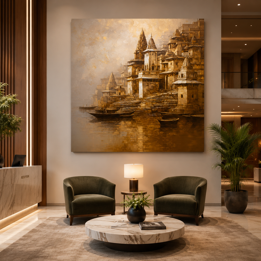 Banaras Ghats Canvas Artwork for Stylish Home Wall Decoration