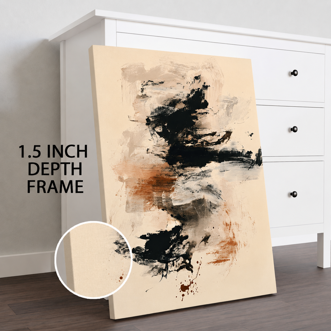 Modern Neutral Abstract Brush Stroke Canvas Wall Art