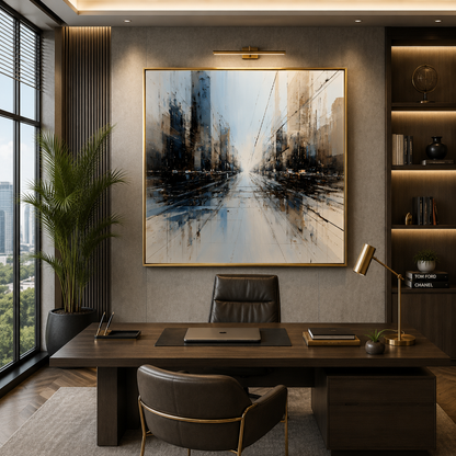 Urban Horizon Abstract Wall Art – Modern Cityscape Luxury Canvas