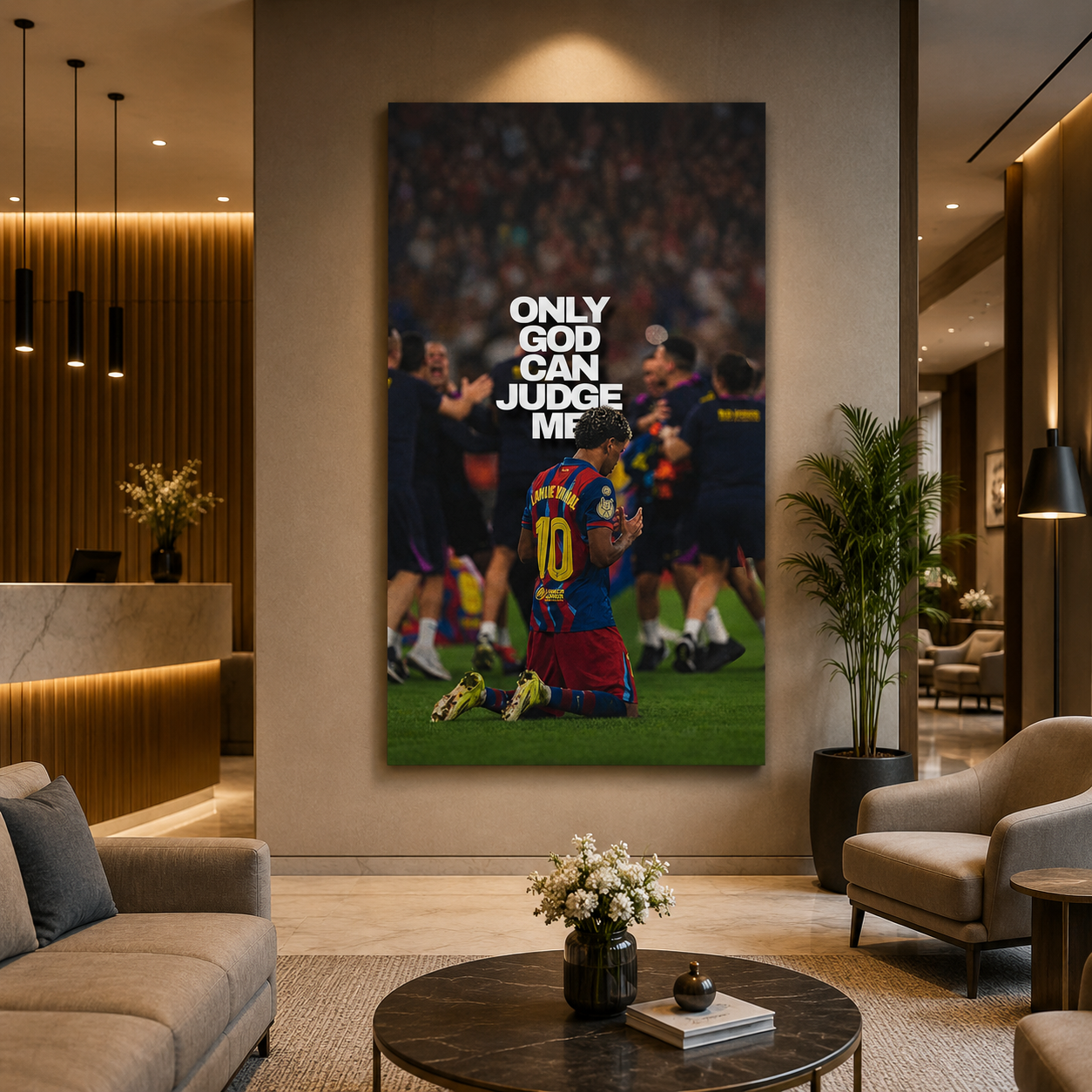 Only God Can Judge Me Motivational Football Canvas Wall Art