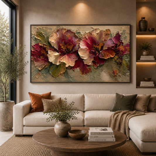 Elegant Floral Texture Canvas Wall Art Painting For Home Decor