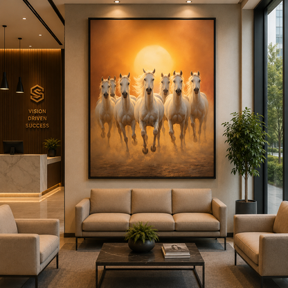 7 Horse Vastu Canvas Painting for Home & Office Decor