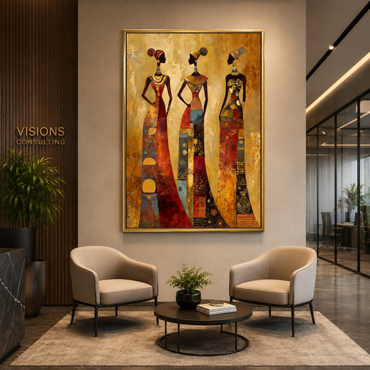 Luxury African Women Canvas Art Painting for Modern Interiors