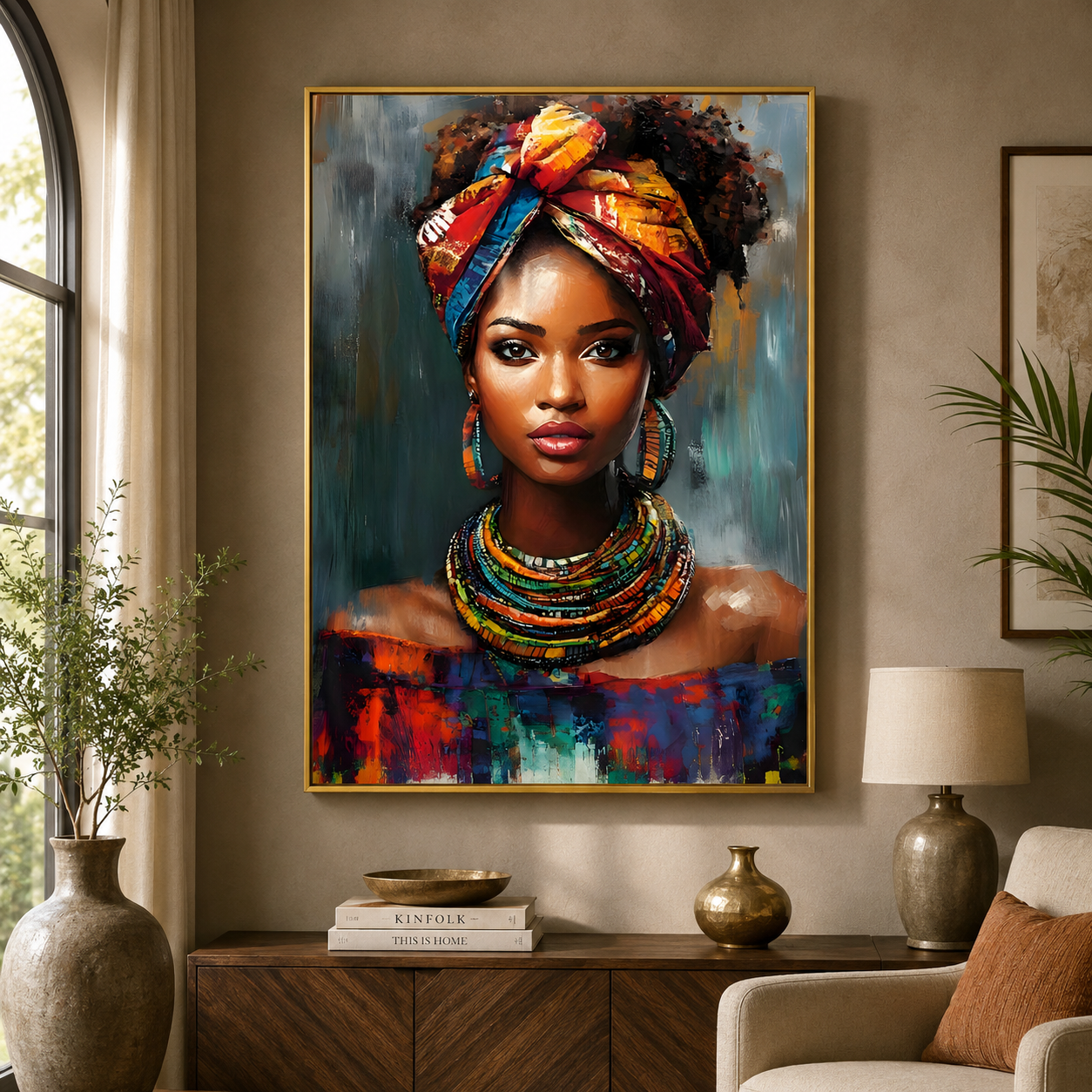 African Queen Portrait Canvas Wall Art Painting for Home Decor