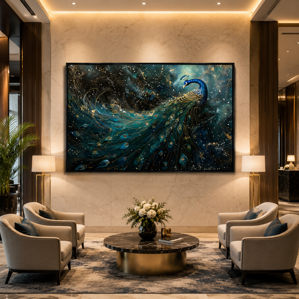 Artistic Peacock Canvas Wall Art for Elegant Homes