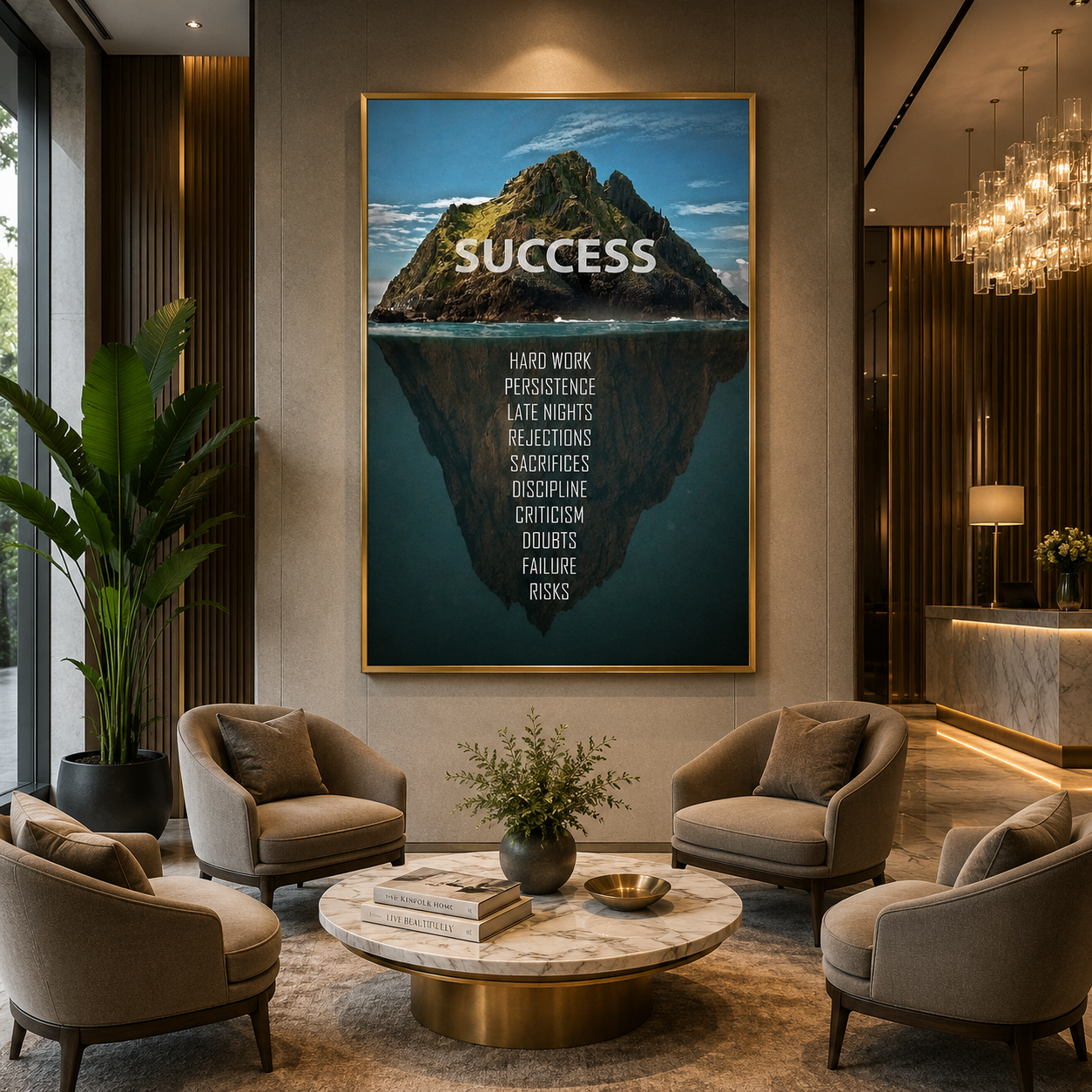 Success Iceberg Motivational Wall Art Canvas Print for Office
