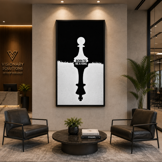 Born to Be a King Chess Piece Motivational Wall Art Canvas Print