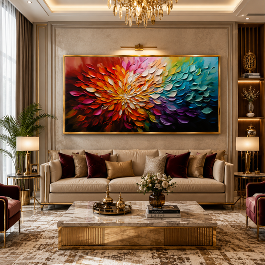 Luxury Color Burst Floral Abstract Canvas Wall Art Painting