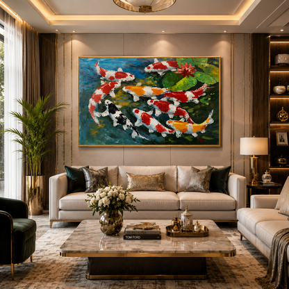 Feng Shui Koi Fish Wall Painting for Positive Energy Decor