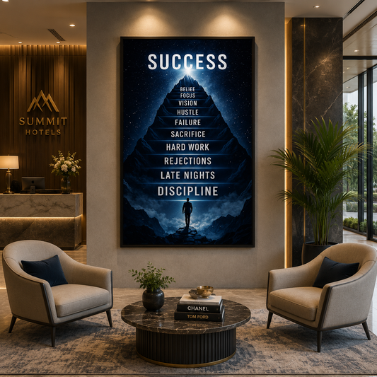 Success Mountain Motivation Wall Art Canvas for Office & Home
