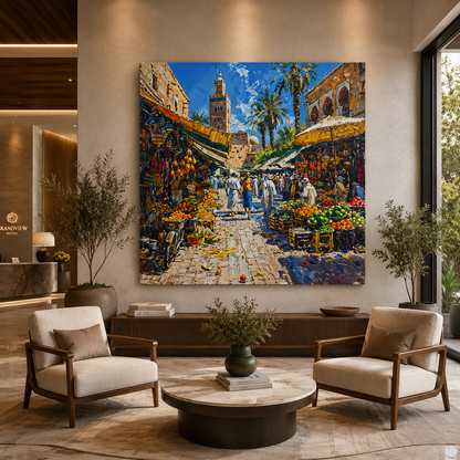 Moroccan Market Street Canvas Wall Art Painting