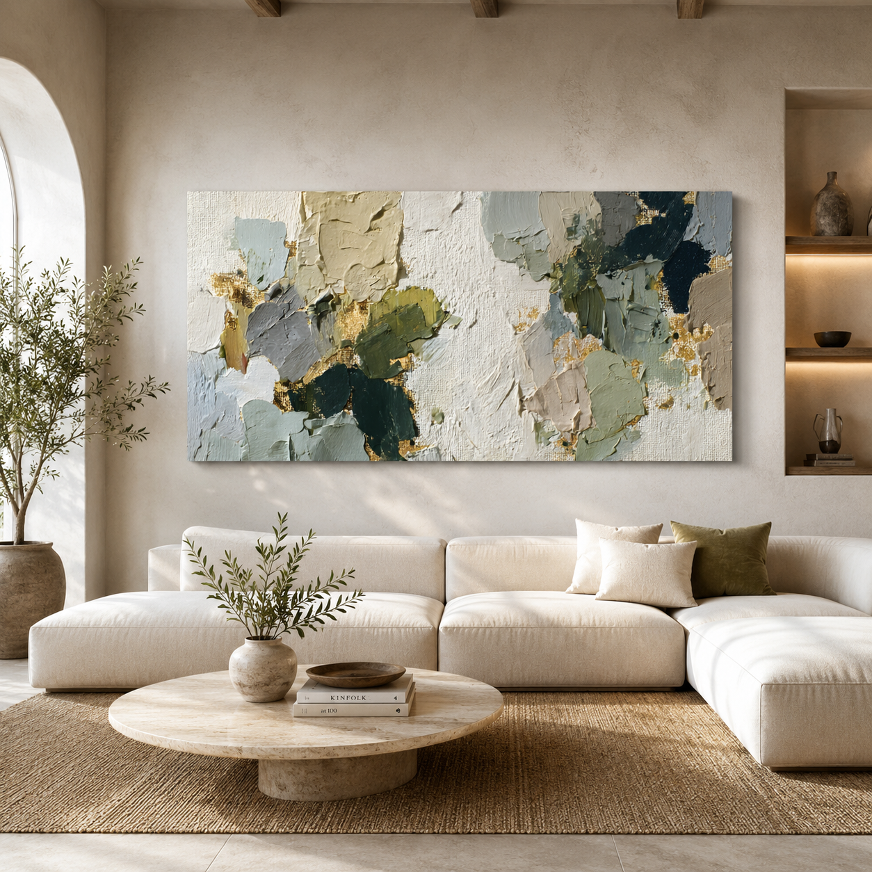 Elegant Neutral Abstract Texture Canvas Wall Art Painting