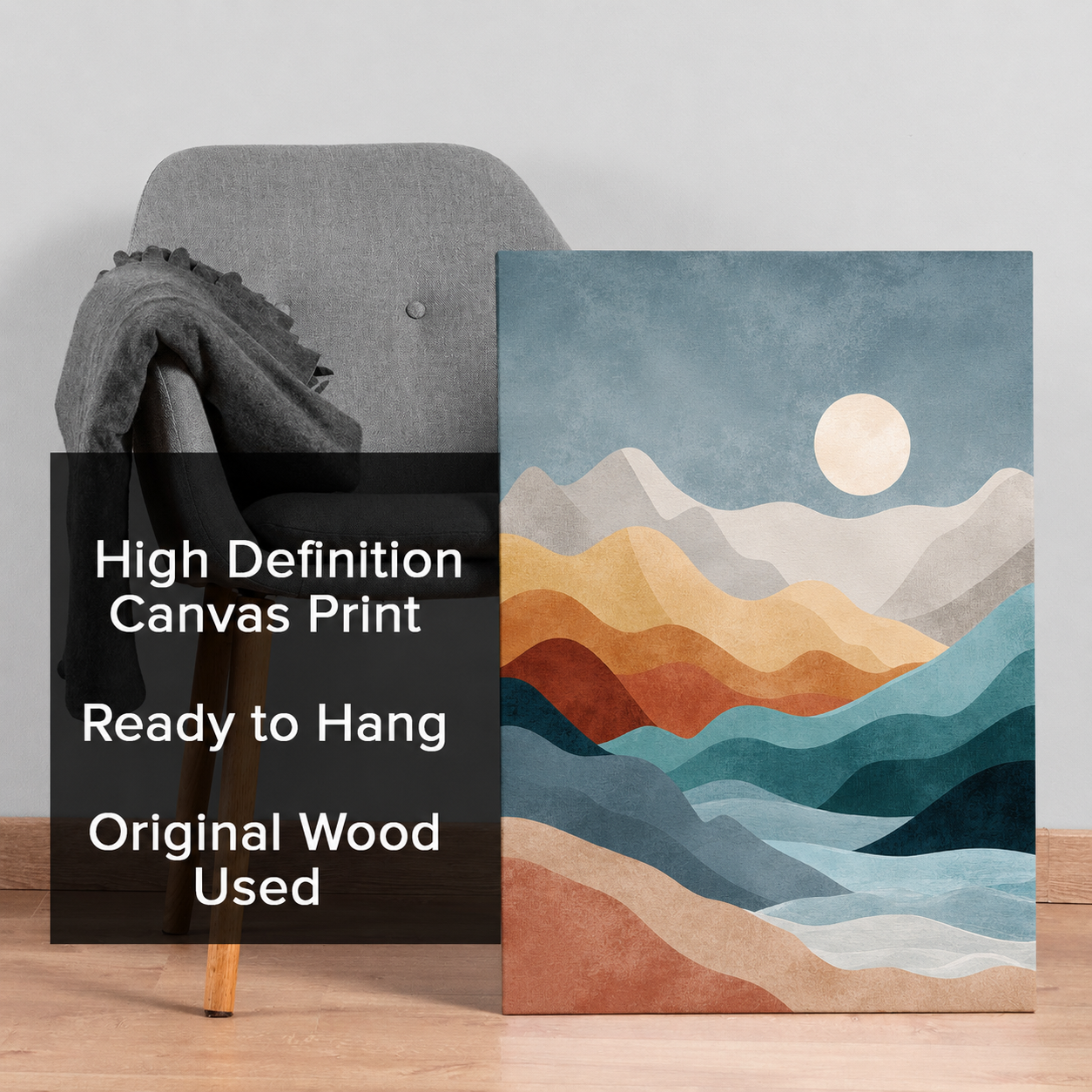 Minimalist Mountain Landscape Abstract Canvas Wall Art Painting