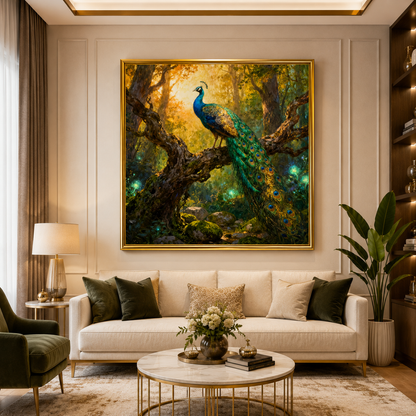 Peacock Wall Art Canvas with Elegant Charm for Living Room