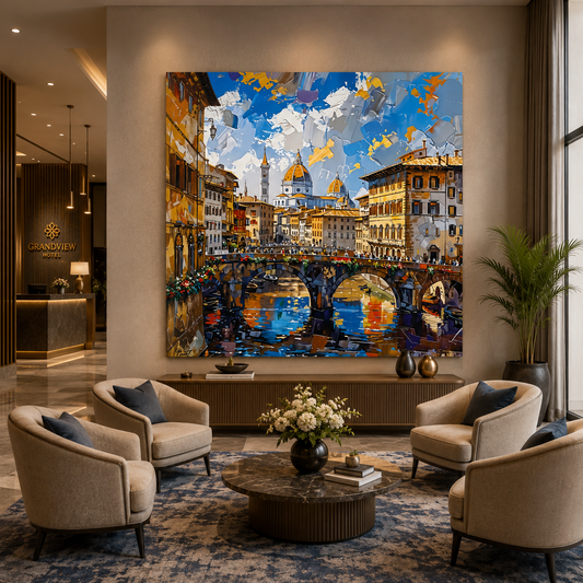 Florence Bridge Cityscape Canvas Wall Art Painting