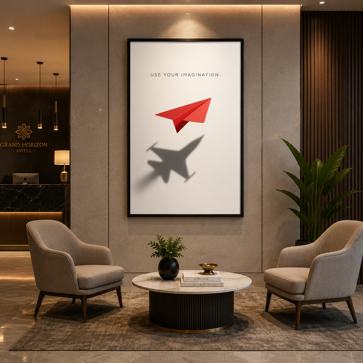 Use Your Imagination Motivational Paper Plane Wall Art Print