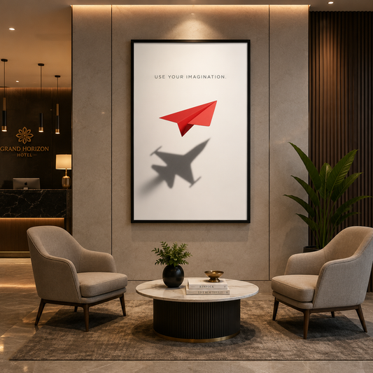 Use Your Imagination Motivational Paper Plane Wall Art Print