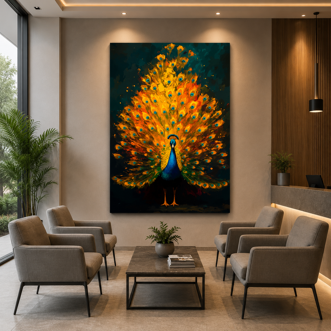 Premium Peacock Wall Art for Living Room Accent