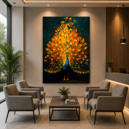 Premium Peacock Wall Art for Living Room Accent