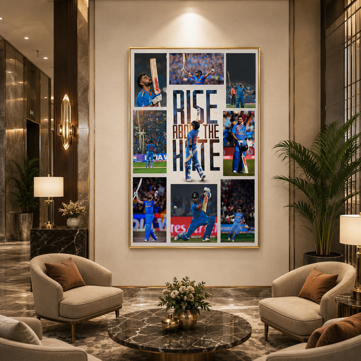 Virat Kohli Rise Above The Hate Motivational Cricket Wall Art