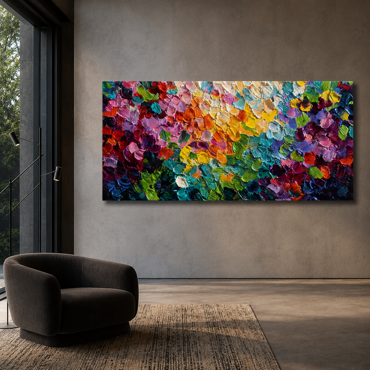 Chromatic Bloom Abstract Wall Art – Vibrant Multicolor Modern Canvas