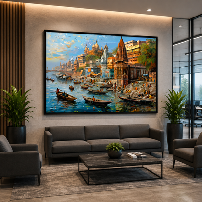 Banaras Ghats Contemporary Canvas Art for Elegant Wall Decor