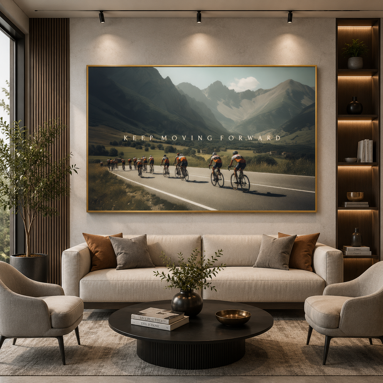 Keep Moving Forward Cycling Motivation Canvas Wall Art Print
