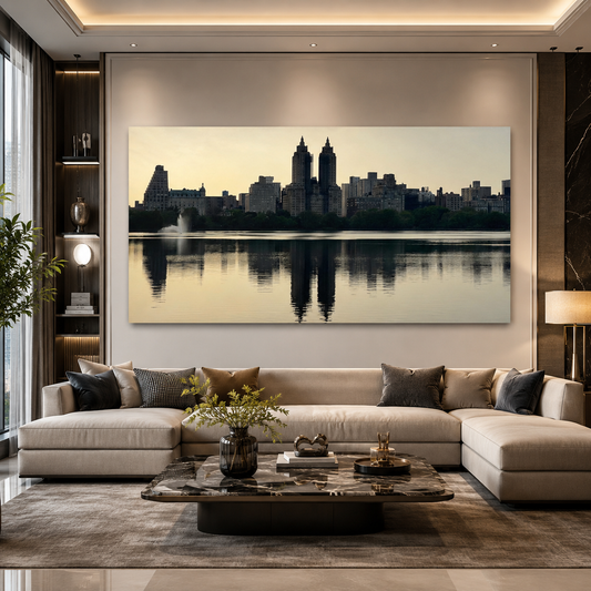 Modern City Skyline Canvas Painting for Elegant Wall Decor