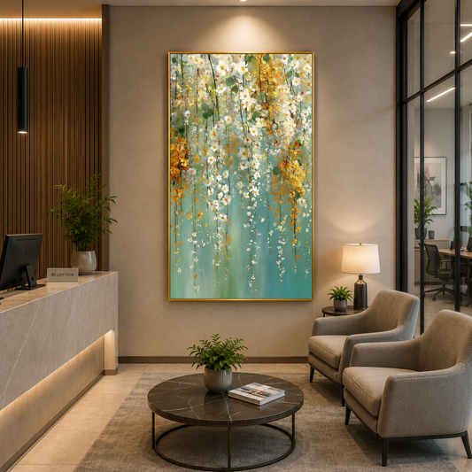Elegant Cascading Blossom Canvas Wall Art for Luxury Modern Spaces