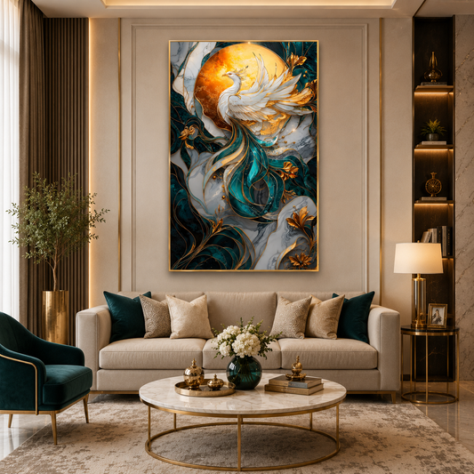 Phoenix Wall Art Modern Mythical Bird Canvas Artwork