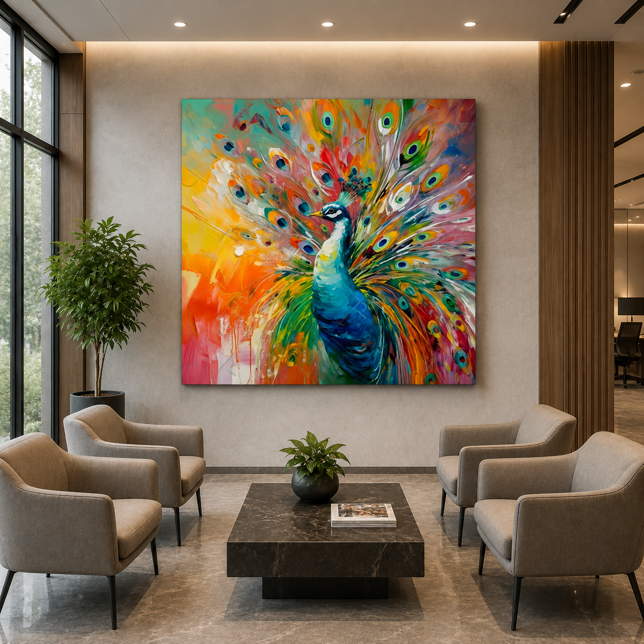 Luxury Peacock Vastu Canvas for Living Room Decor