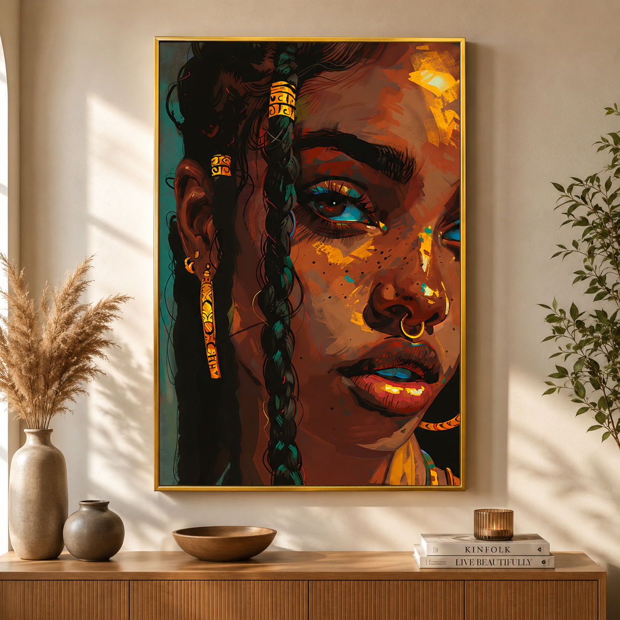 African Woman Portrait Canvas Wall Art Painting for Modern Decor
