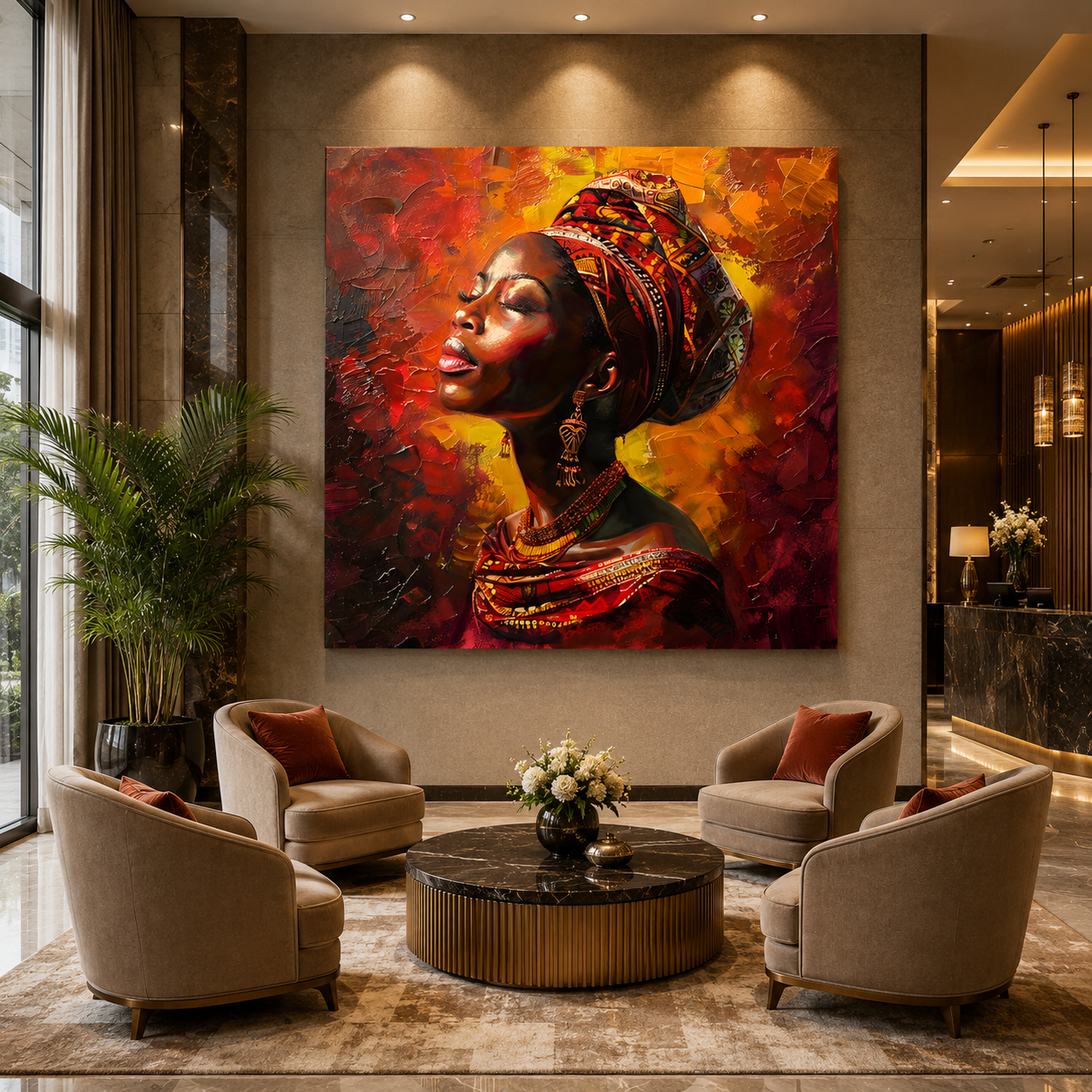 African Woman Portrait Canvas Wall Art for Modern Luxury Decor