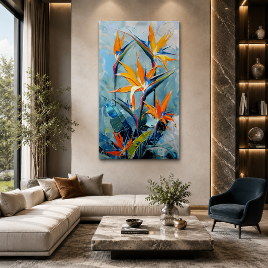 Tropical Bird of Paradise Abstract Canvas Wall Art for Modern Homes