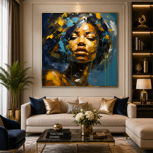 Abstract African Woman Portrait Canvas Wall Art for Luxury Interiors