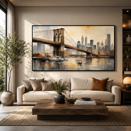 Modern Brooklyn Bridge Skyline Canvas Wall Art Painting