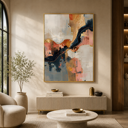 Elegant Neutral Abstract Canvas Wall Art Painting for Home Decor