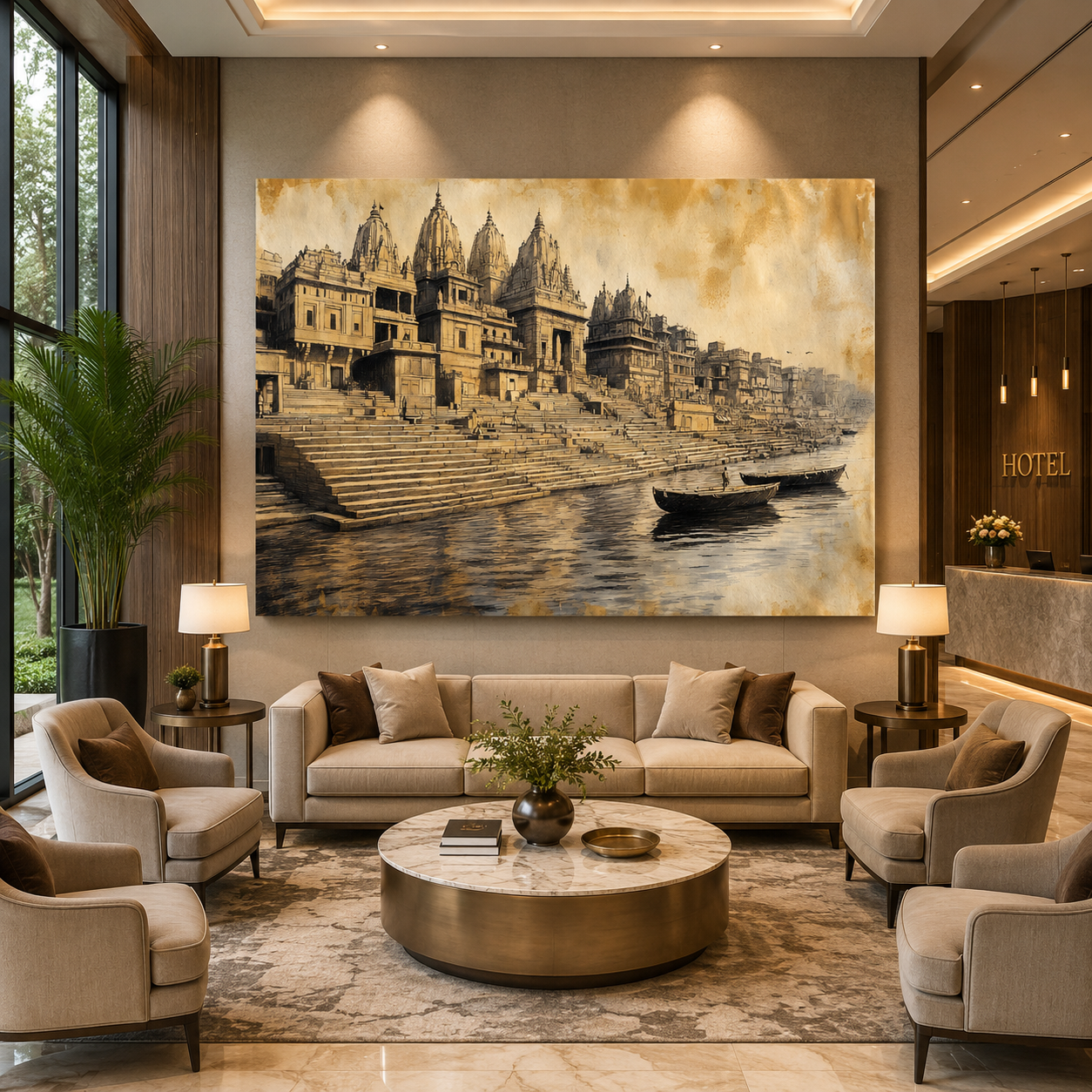 Banaras Ghats Traditional Canvas Art for Home Wall Decoration