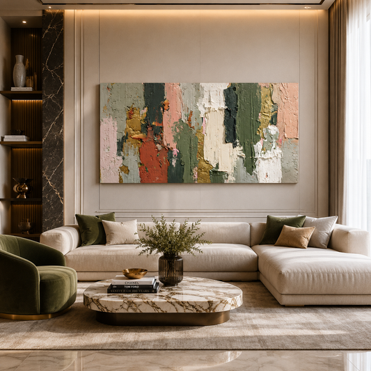 Rustic Earth Tone Abstract Texture Canvas Wall Art Painting
