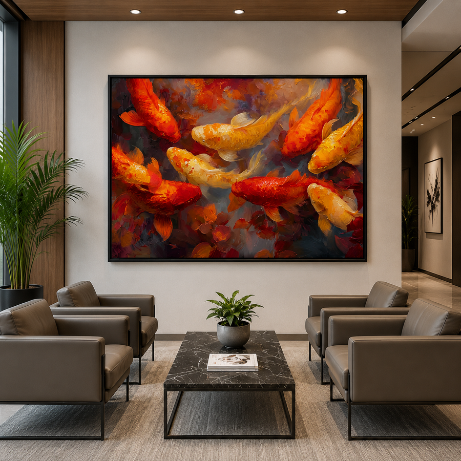 Feng Shui Koi Fish Canvas Art Painting