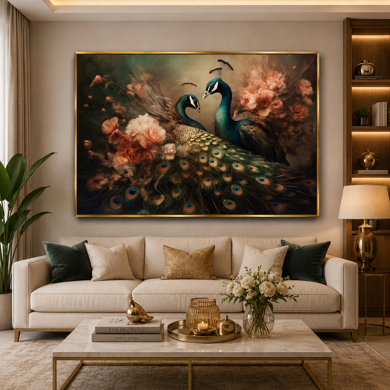Peacock Vastu Painting Canvas for Wealth and Harmony